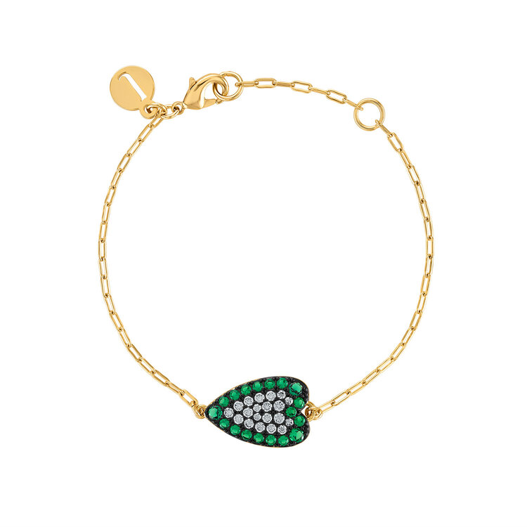 Colorful Heart Pave Chain Bracelet