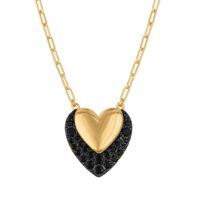 Golden Heart & Pave Color Necklace