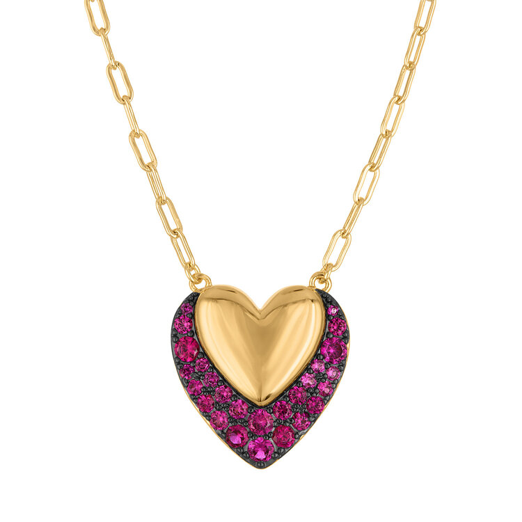 Golden Heart & Pave Color Necklace