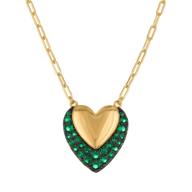 Golden Heart & Pave Color Necklace