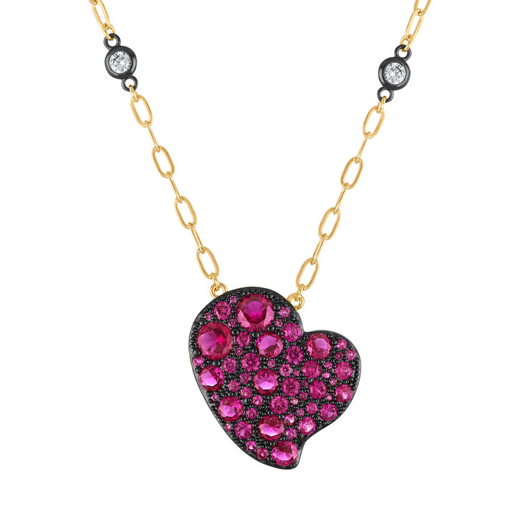 Heart Color Pave Necklace