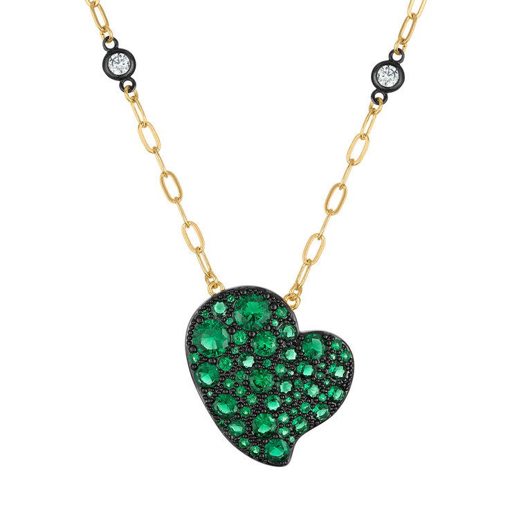 Heart Color Pave Necklace