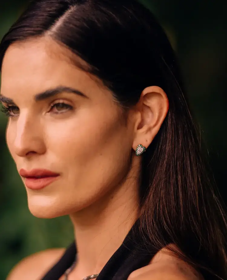 Colorful Heart Pave Stud Earrings