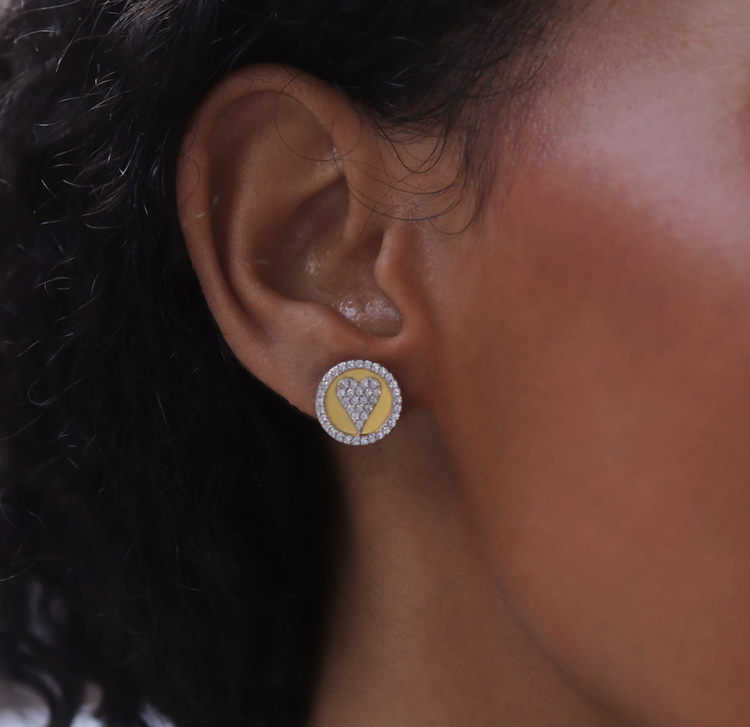 Heart Round Stud Earrings