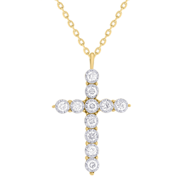 Yellow Gold Diamonds Cross Necklace