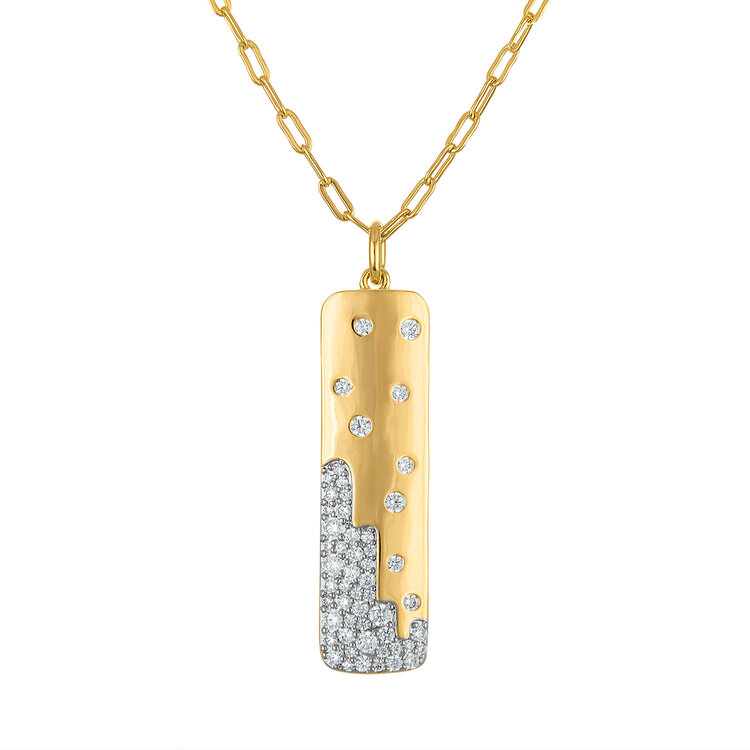 Scattered Pave Rectangle Necklace