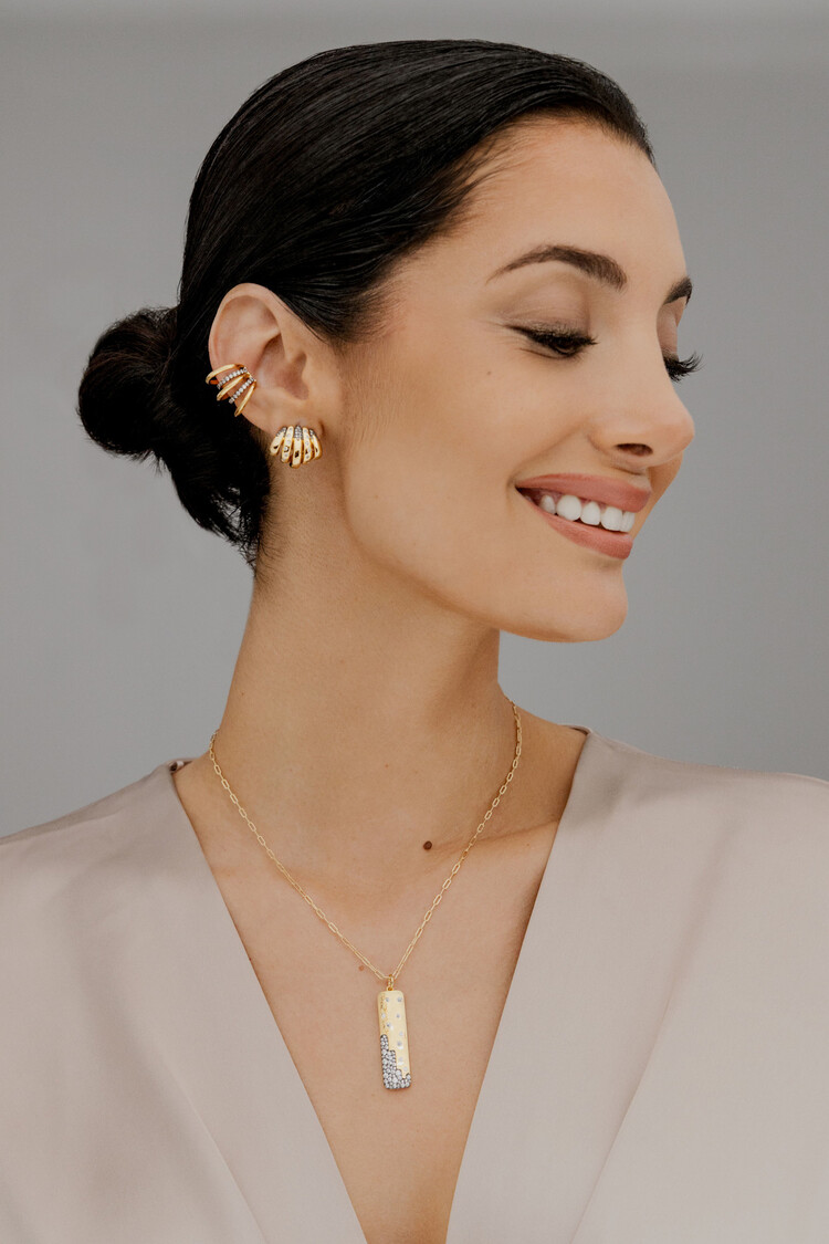 Scattered Pave Rectangle Necklace