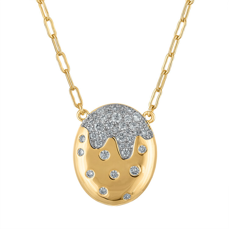 Scattered Pave Oval Necklace