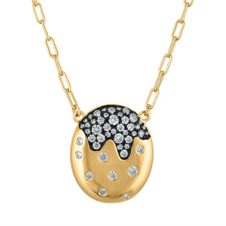 Scattered Pave Oval Necklace
