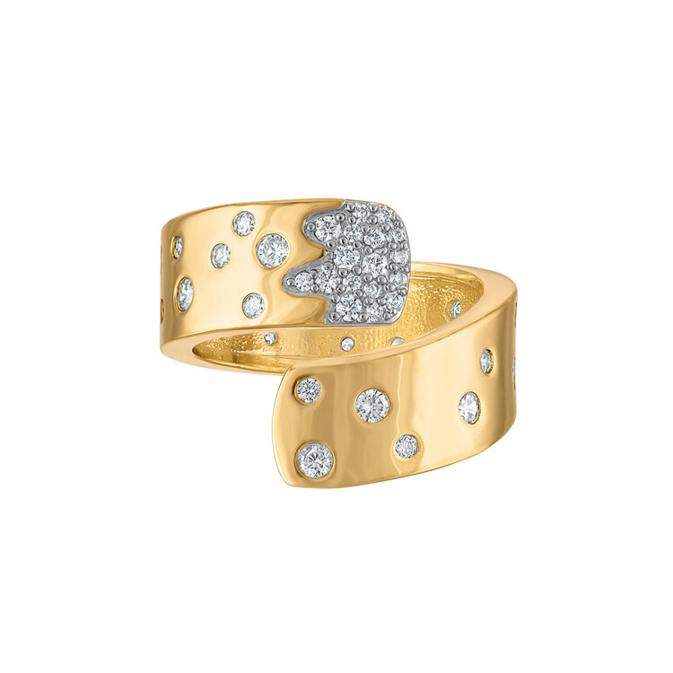 Swirl Scattered Pave Ring