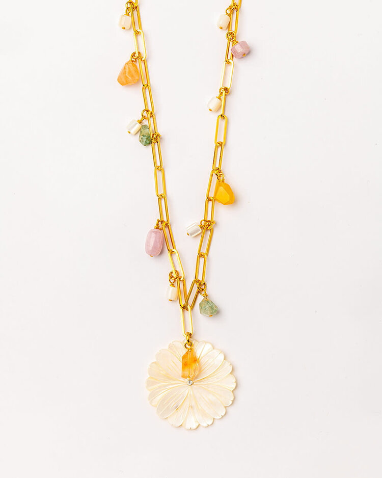 Mother of Pearl Flower Necklace