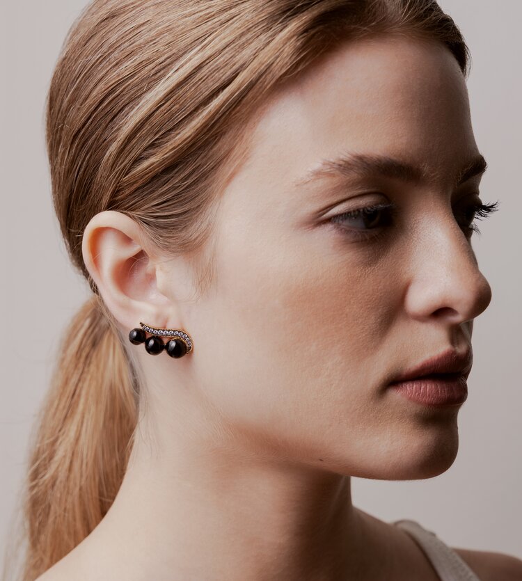 Enamel Ear Climber Earrings