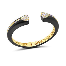 Black rhodium & Gold Crystal Bangle