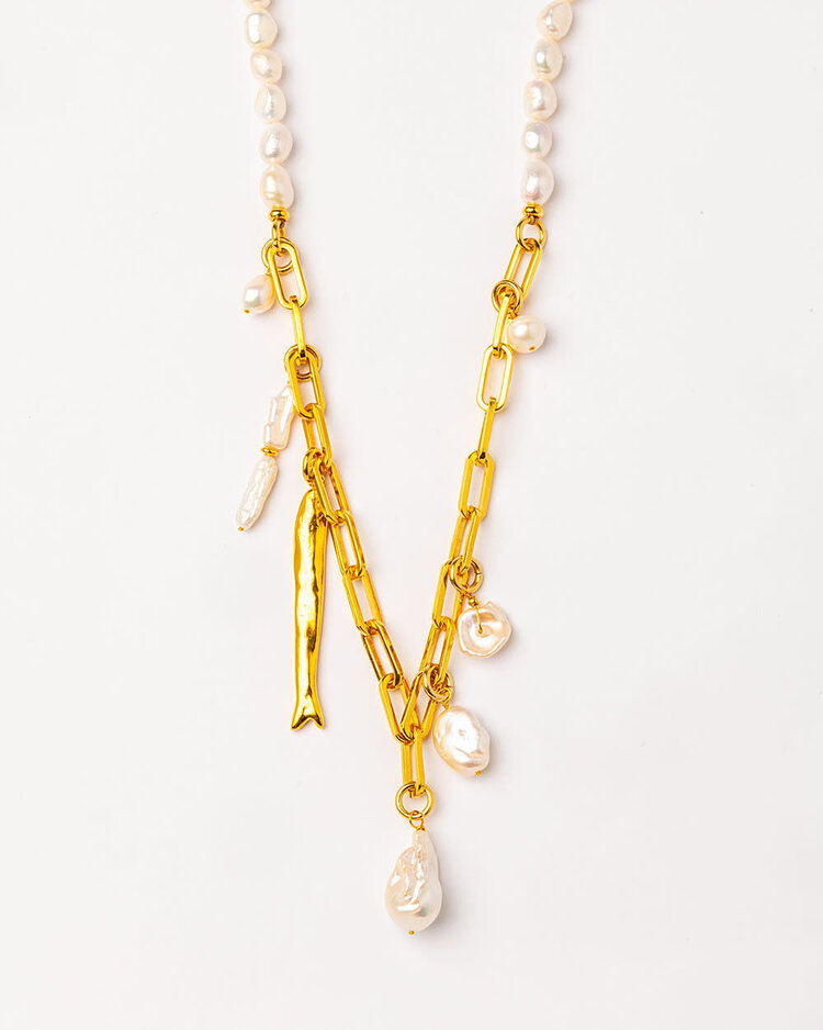 Links Necklace Pearls