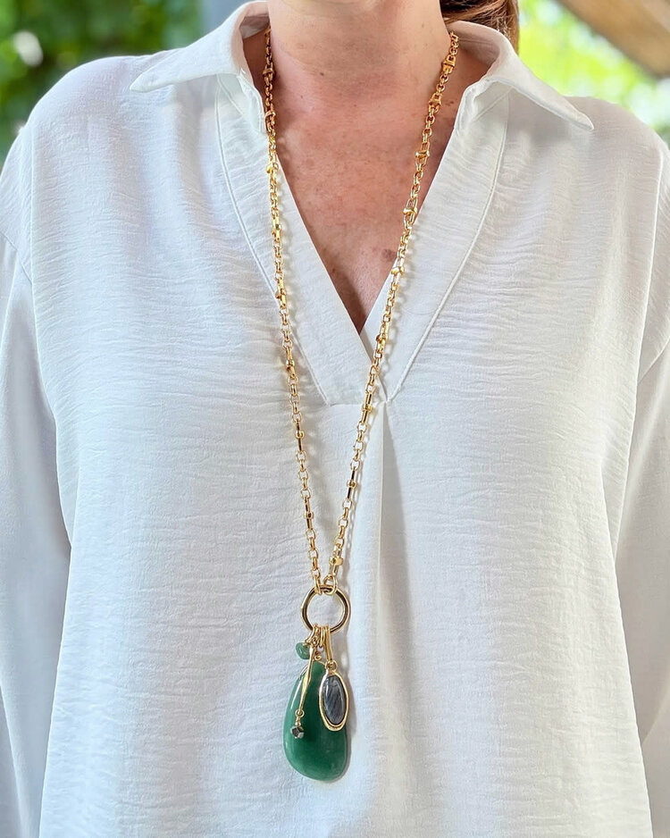 Gold Plated Link Long Necklace