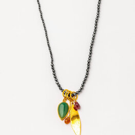 Long Necklace w Hematite & Quartz