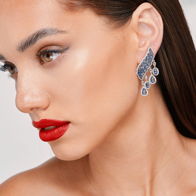 Sapphire Ear Climbers