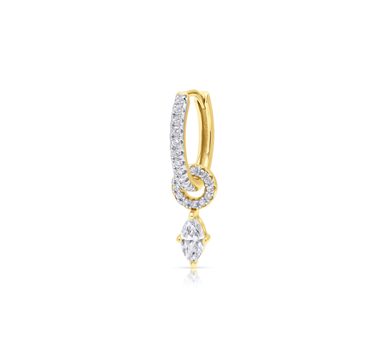 Single Marquise LAB Diamond Silver Earring