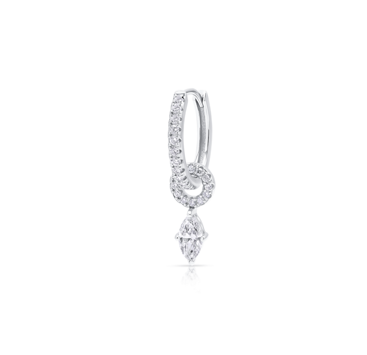 Single Marquise LAB Diamond Silver Earring