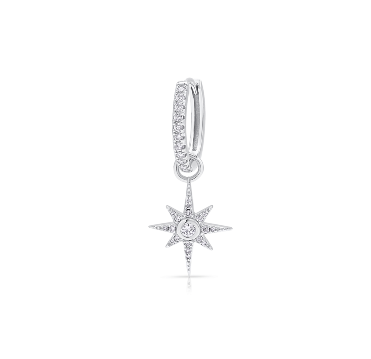Single Star LAB Diamond Silver Earring
