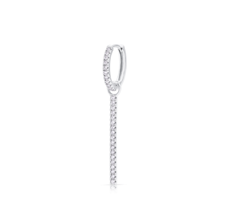 Single Stick LAB Diamonds Silver Earring