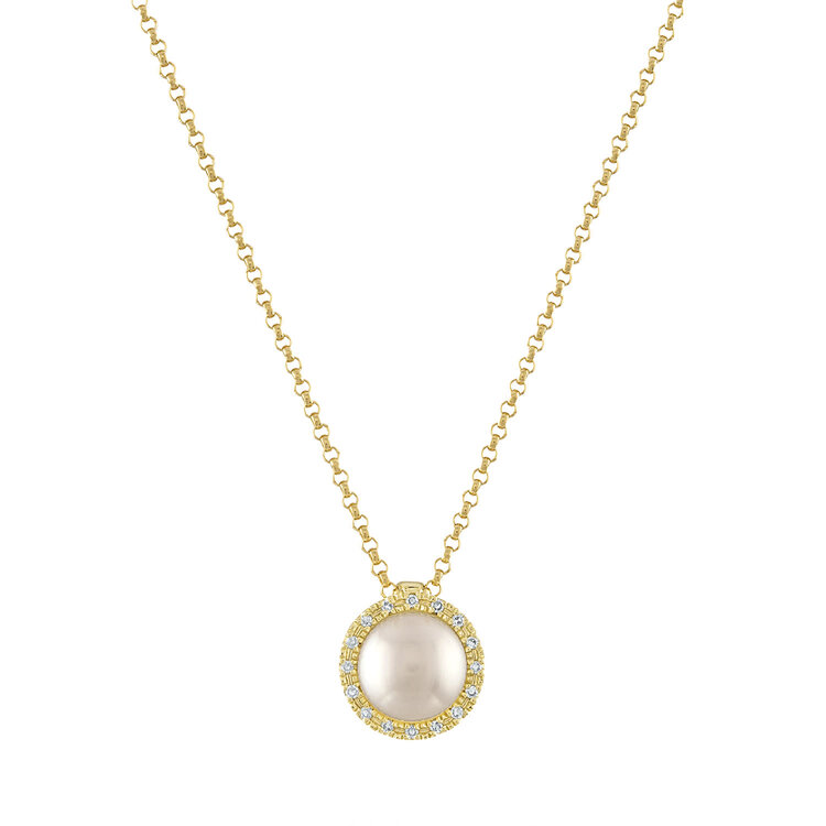 Yellow Gold Pearl & Diamonds Necklace