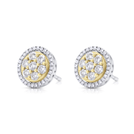 White & Yellow Diamonds Stud Earrings