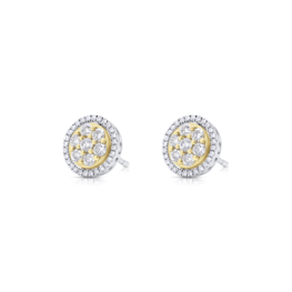 Yellow & White Gold Diamonds Stud Earrings