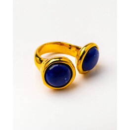 Gold Plated Lapis Pearl Ring