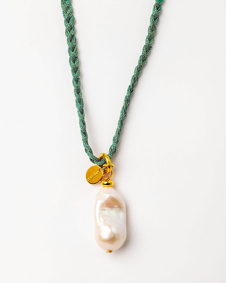 Hand Braided Necklace with  Baroque Pearl