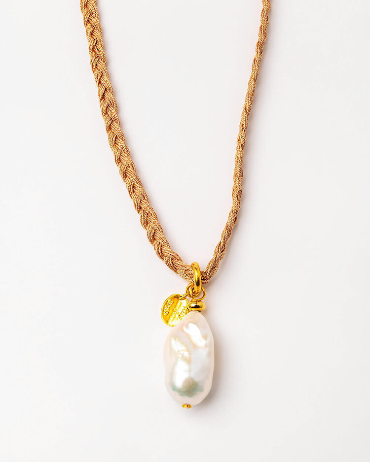 Hand Braided Necklace with  Baroque Pearl