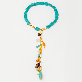 Amazonite, Moonstone, Opalite & Aventurine Necklace with 24K Gold Plated Chain