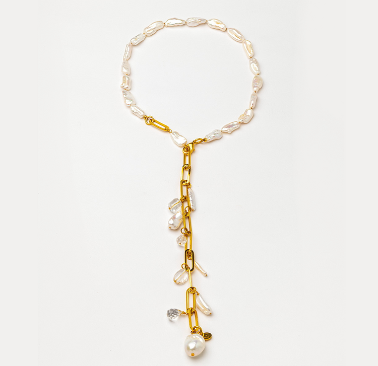 Baroque Pearls Necklace with 24KT Gold Plated Links