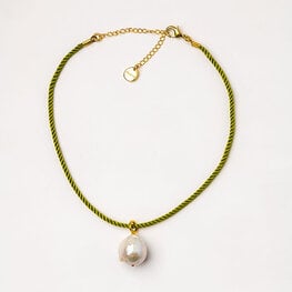 Cotton Choker Pearl Necklace