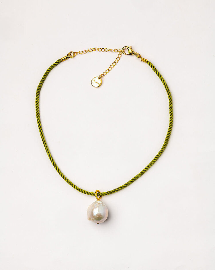 Cotton Choker Pearl Necklace