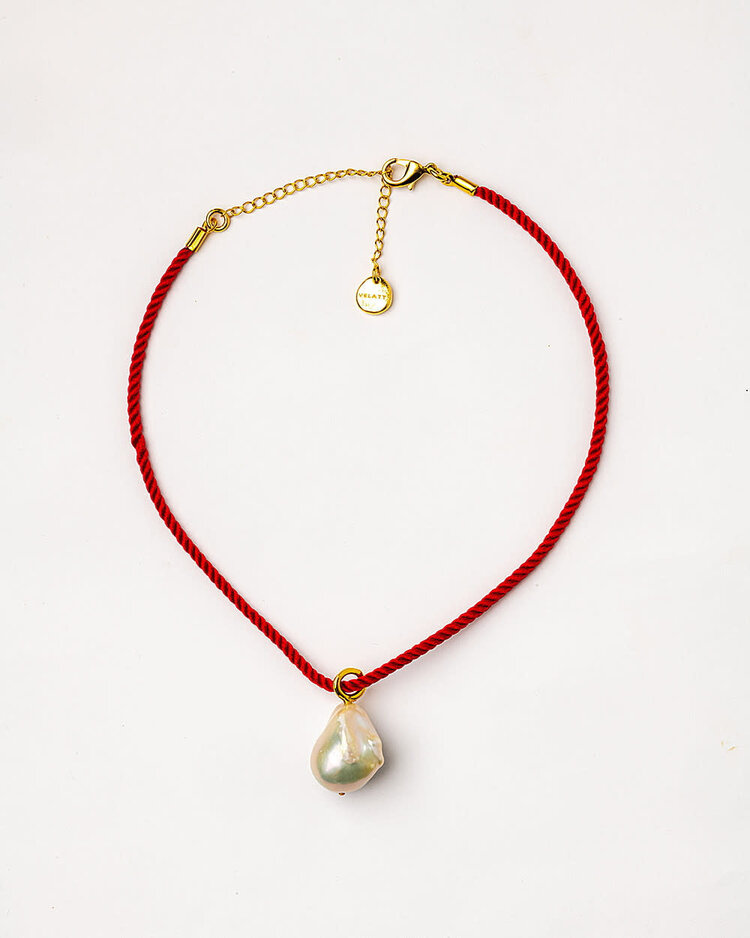 Cotton Choker Pearl Necklace