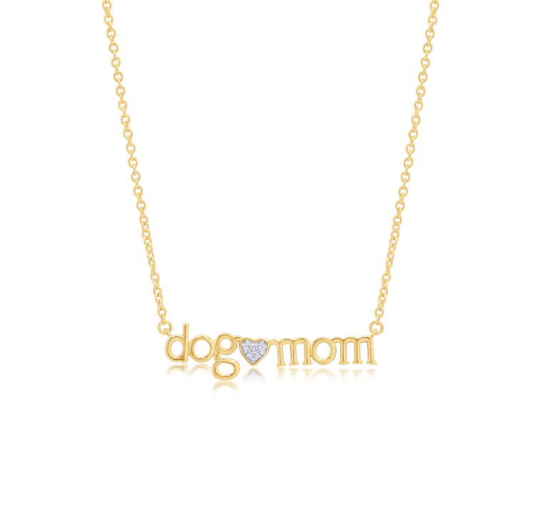 Silver LAB Dog Mom Necklace Gold Plated & Lab Diamonds