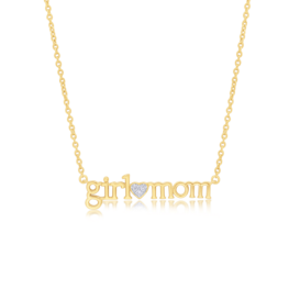 Silver LAB Girl Mom Short Necklace Gold Plated & LAB Diamonds