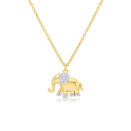 LAB Diamond Gold Plated Silver Elephant Necklace
