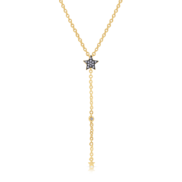 LAB Diamond Silver Lariat Necklace with Star