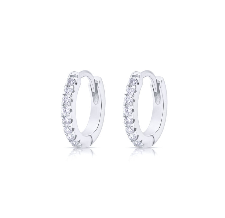 LAB Diamond Silver Petite Huggie Earrings
