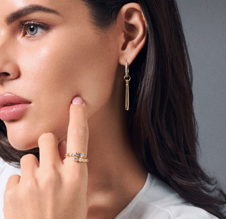 LAB Diamonds Gold Plated Silver  Ring