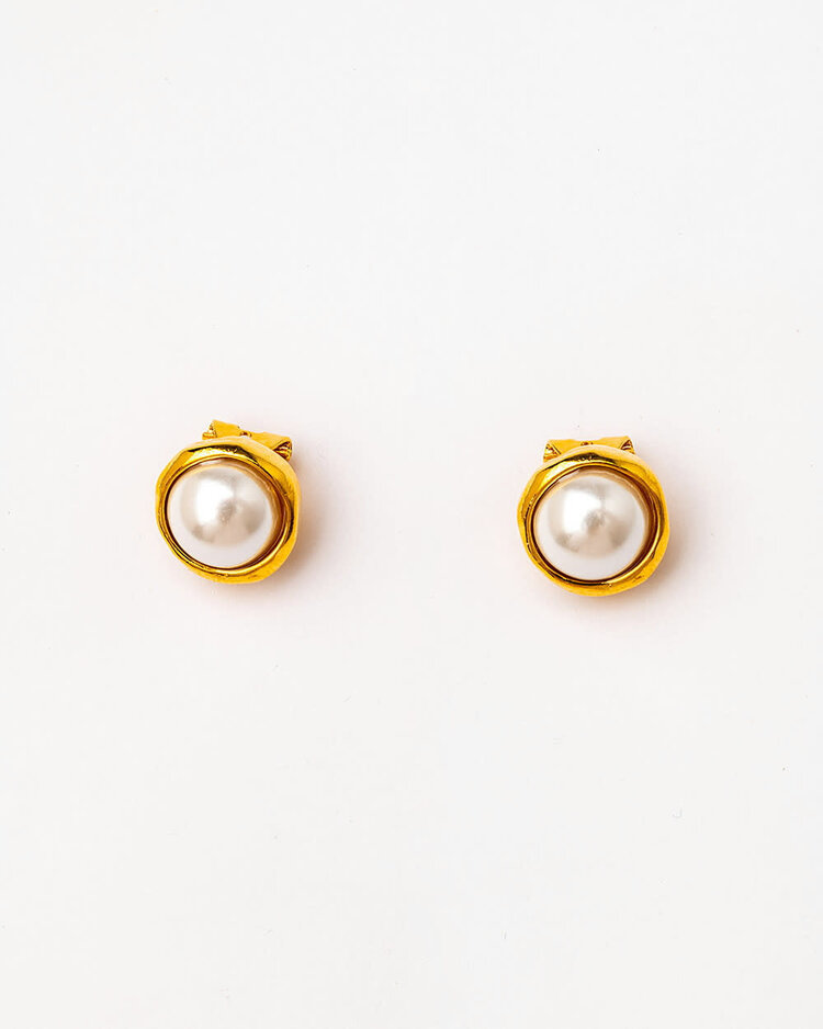 Clip Stud Earrings With Natural Stones
