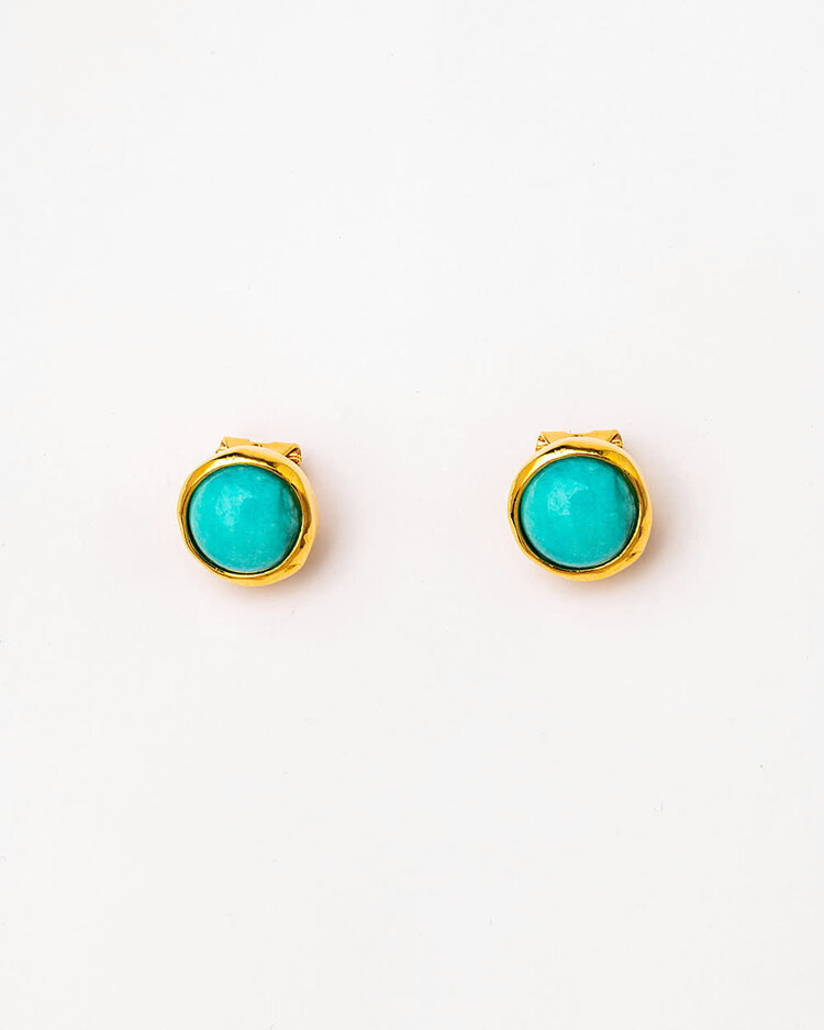 Clip Stud Earrings With Natural Stones