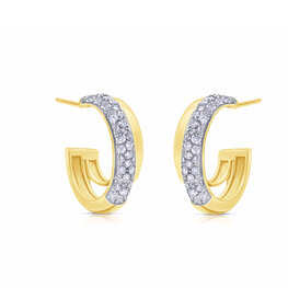 LAB Diamond Double Hoop Earrings Silver