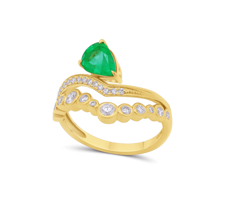 Diamonds & Pear Shapped Emerald Ring