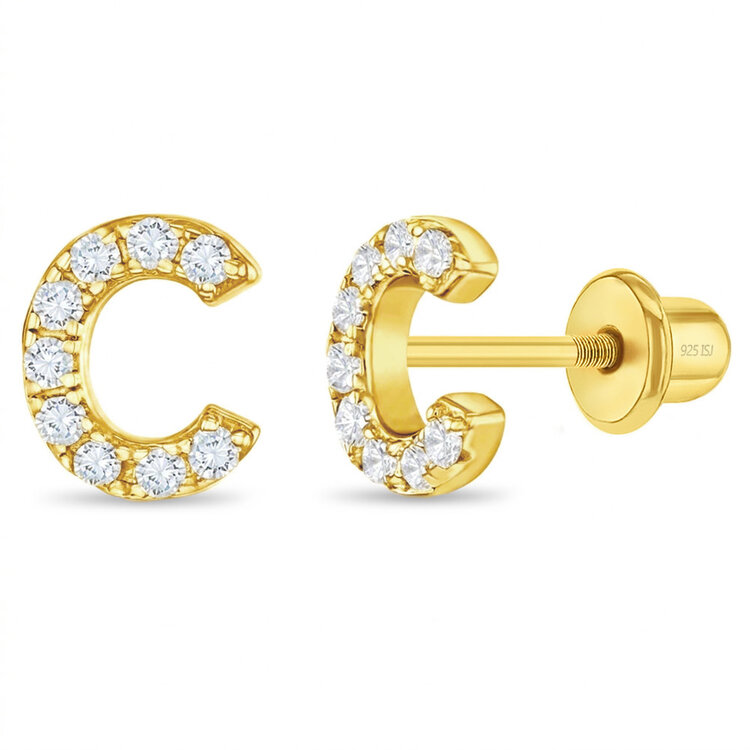 Sterling Silver Initial Earrings