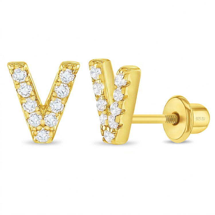 Sterling Silver Initial Earrings