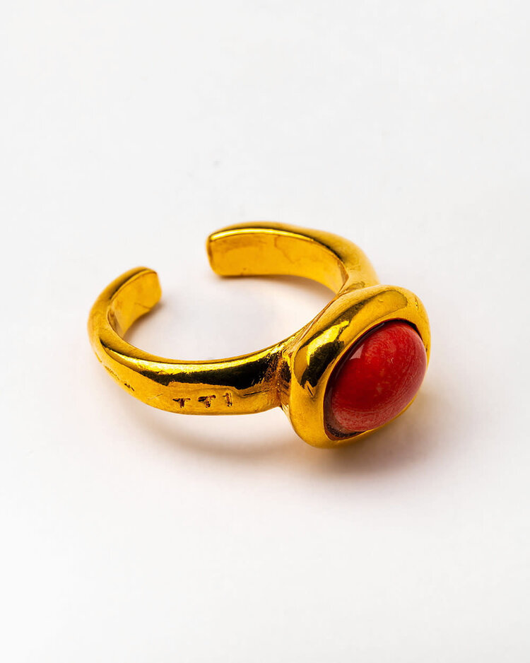 Gold Plated Ring With Orange Quartz