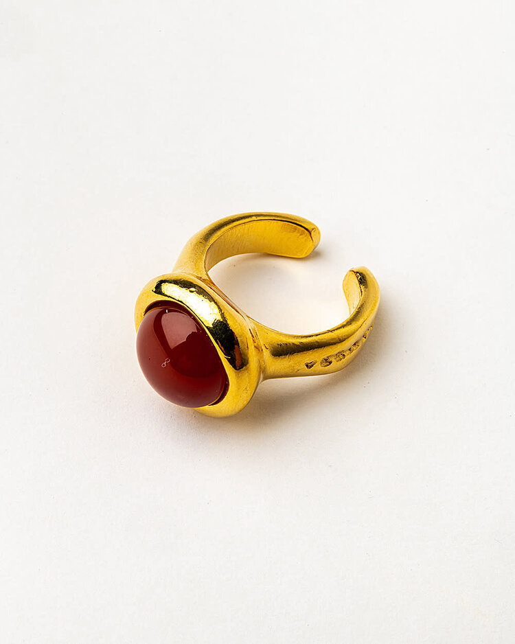 Adjustable ring With Carnelian